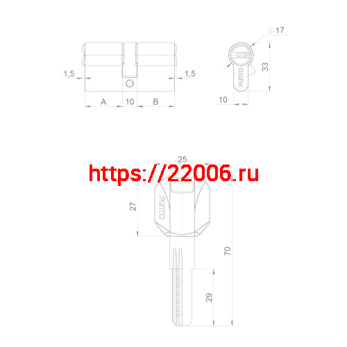 Цилиндровый Punto (Пунто) механизм (Z400/70) Z4000Key70(30+10+30) PB латунь фото 4 Цилиндровый Punto (Пунто) механизм (Z400/70) Z4000Key70(30+10+30) PB латунь фото 4