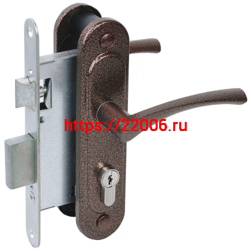 Замок Absolyute (Абсолют) врезной цилиндровый с защёлкой в комплекте с ручкой ЗВ4-3/07 (медь антик), 4 кл. Замок Absolyute (Абсолют) врезной цилиндровый с защёлкой в комплекте с ручкой ЗВ4-3/07 (медь антик), 4 кл.