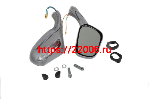 Зеркала (070) пласт.Каплевидные объемные серебрист, поворотник (плоский разъем) (к-во 40 пар)