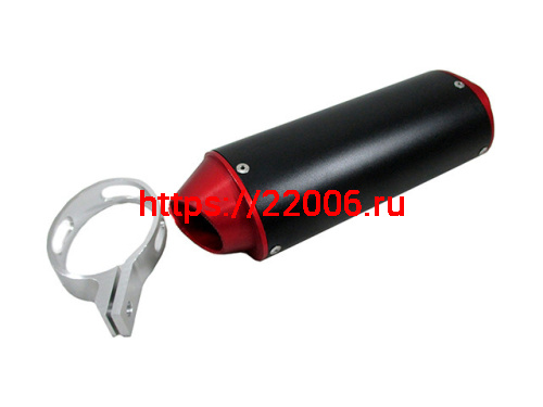Глушитель эллипс черно-красный с кронштейном 32мм Глушитель эллипс черно-красный с кронштейном 32мм