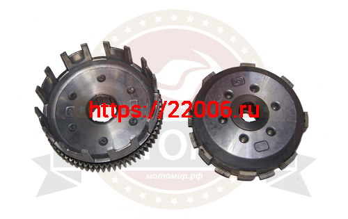 Барабан сцепления 166FMM в сборе (8 пазов+8 полупазов) 6 болтов 6 дисков 70Т (НАБОР) фото 2