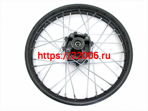 Диск колеса задний стальной на спицах 17" обод черный, дисковый тормоз ось 15мм KAYO-250 T-2 Диск колеса задний стальной на спицах 17" обод черный, дисковый тормоз ось 15мм KAYO-250 T-2
