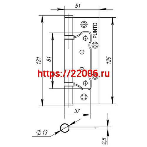 Петля Punto (Пунто) универсальная без врезки IN5200W AB (200-2B 125x2,5) бронза фото 3 Петля Punto (Пунто) универсальная без врезки IN5200W AB (200-2B 125x2,5) бронза фото 3
