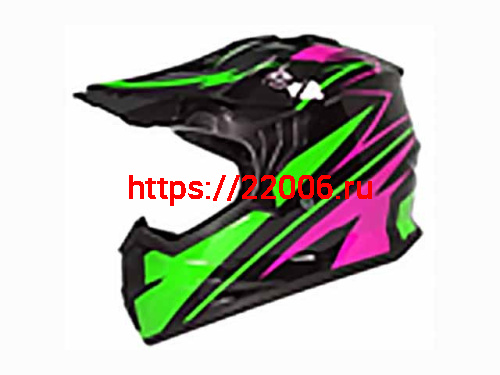 Мотошлем VIRTUE MD-911 Детский Кросс черно-зелено-фиолетовый (M)