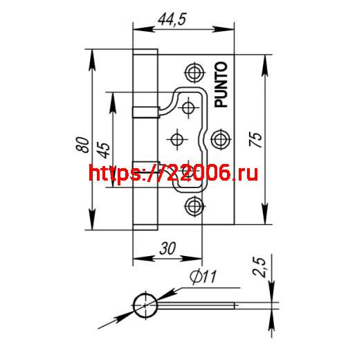 Петля Punto (Пунто) универсальная без врезки IN3200W-HD AB (200-2B/HD 75x2,5) бронза фото 3 Петля Punto (Пунто) универсальная без врезки IN3200W-HD AB (200-2B/HD 75x2,5) бронза фото 3