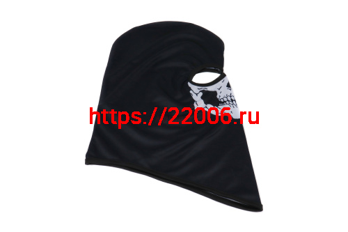 Подшлемник (балаклава) чёрный с черепом-челюстью MC-999 (2 выреза для глаз) Подшлемник (балаклава) чёрный с черепом-челюстью MC-999 (2 выреза для глаз)