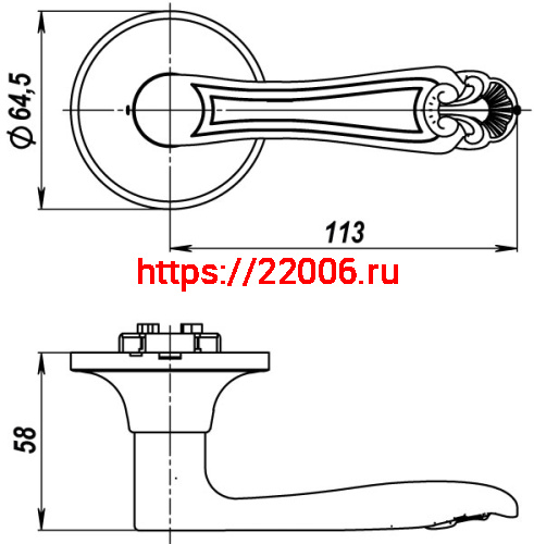 Ручка Fuaro (Фуаро) защелка DK637/BL АB-BK (637/BL АB-B) (фик.) бронза фото 2