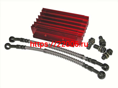 Радиатор масляный красный с монтажным комплектом и шланги CNC Радиатор масляный красный с монтажным комплектом и шланги CNC