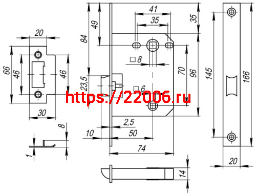 Защелка Fuaro (Фуаро) врезная PLASTP72-50 (P72-50) CP хром фото 3