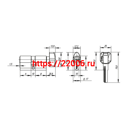 Цилиндровый Punto (Пунто) механизм MaxPro7002Knob110mm(55+10+45) SN никель 7key с вертушкой фото 4 Цилиндровый Punto (Пунто) механизм MaxPro7002Knob110mm(55+10+45) SN никель 7key с вертушкой фото 4