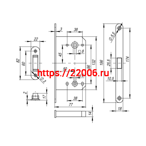 Защелка Fuaro (Фуаро) врезная MAGNM96WC-50 (M96WC-50) SSC сатинированный хром фото 3