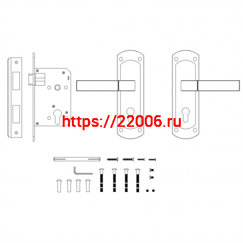Замок цилиндровый Punto (Пунто) с ручкой LOCKSET90.ORION.4585-3 (KIT P90 4585/3 ORION) SN/CP мат.никель/хром фото 4 Замок цилиндровый Punto (Пунто) с ручкой LOCKSET90.ORION.4585-3 (KIT P90 4585/3 ORION) SN/CP мат.никель/хром фото 4