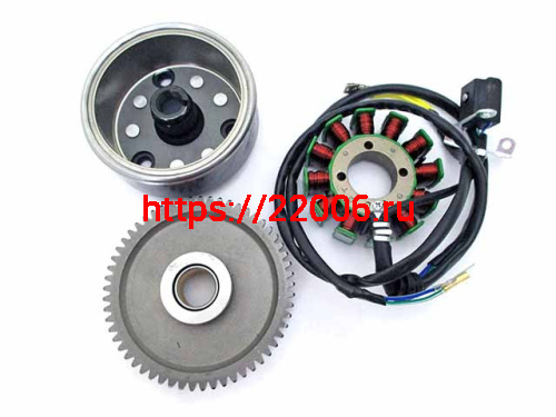 Магнето с шестерней обгон. муфты 57T(статор+ротор) 166FMM (CB250) (12 кат.) 160W (муфты нет) Магнето с шестерней обгон. муфты 57T(статор+ротор) 166FMM (CB250) (12 кат.) 160W (муфты нет)