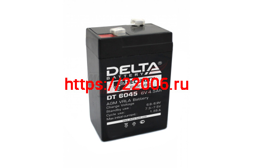 Аккумулятор герметичный 6В 4.5Ач DELTA DT6045 AGM (70*47*101мм) (электромашинки)