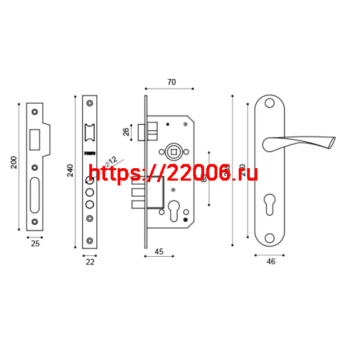 Замок Punto (Пунто) цилиндровый в комплекте с ручкой LOCKSET90.CRONA.4585-3 (KIT P90 4585/3 CRONA) AB бронза фото 3 Замок Punto (Пунто) цилиндровый в комплекте с ручкой LOCKSET90.CRONA.4585-3 (KIT P90 4585/3 CRONA) AB бронза фото 3