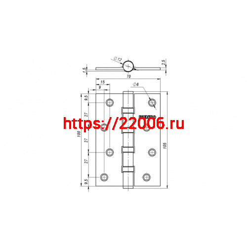Петля Punto (Пунто) универсальная IN4100U BL (4B 100х70х2.5) черный фото 3
