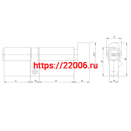 Цилиндровый Ajax (Аякс) механизм (AZ202/90) AZ2002Knob90 (40+10+40) CP хром фото 3