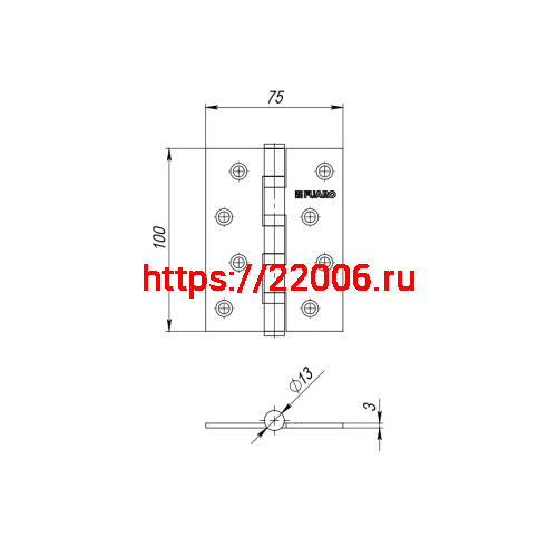 Петля Fuaro (Фуаро) универсальная HEAVY IN4400U CP (хром) 100х75х3 мм фото 3 Петля Fuaro (Фуаро) универсальная HEAVY IN4400U CP (хром) 100х75х3 мм фото 3
