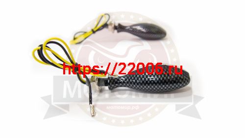 Боковой фонарь (LED) Мини 001 металл  Карбон (овальчик, вытянутый) (компл. - 1 пар) фото 2