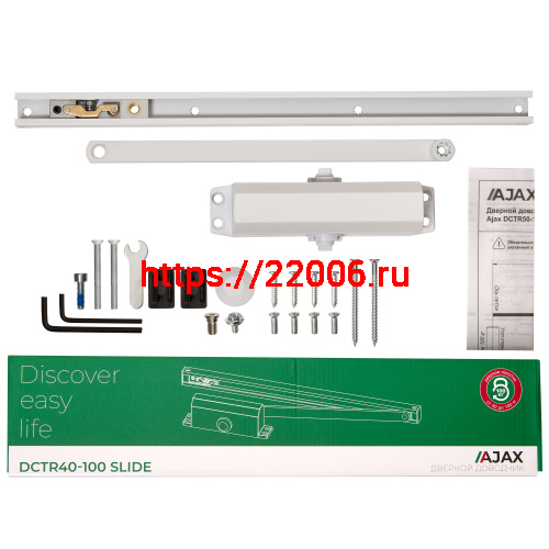 Доводчик Ajax (Аякс) дверной DCTR40-100 slide WH белый фото 4