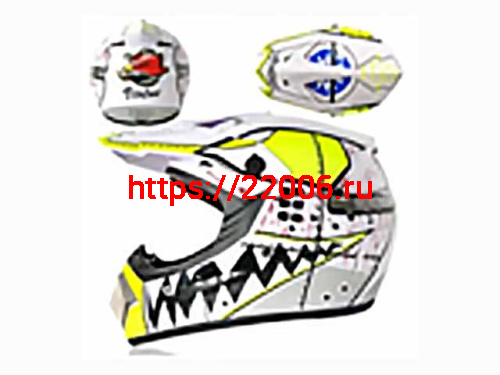 Мотошлем VIRTUE MD-905 Кросс белый с черно-салатовым рисунком (L)