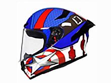 Мотошлем VIRTUE MD-821 закрытый синий с рисунком Капитан Америка (S)