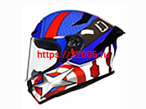 Мотошлем VIRTUE MD-821 закрытый синий с рисунком Капитан Америка (S) Мотошлем VIRTUE MD-821 закрытый синий с рисунком Капитан Америка (S)