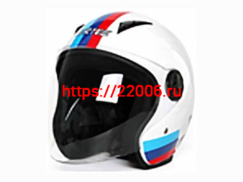 Мотошлем VIRTUE MD-207 открытый белый с цветными полосками (S) Мотошлем VIRTUE MD-207 открытый белый с цветными полосками (S)