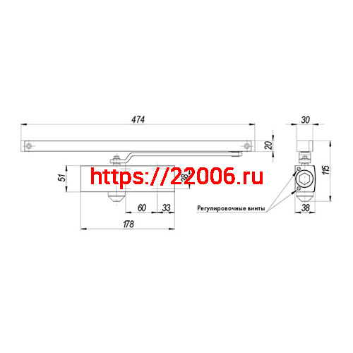 Доводчик Armadillo (Армадилло) дверной со скользящей тягой DCSLIDER45 BR (коричневый) фото 2 Доводчик Armadillo (Армадилло) дверной со скользящей тягой DCSLIDER45 BR (коричневый) фото 2