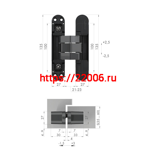 Петля Armadillo (Армадилло) скрытой установки U3D7800.VPG AB бронза TECH фото 2 Петля Armadillo (Армадилло) скрытой установки U3D7800.VPG AB бронза TECH фото 2