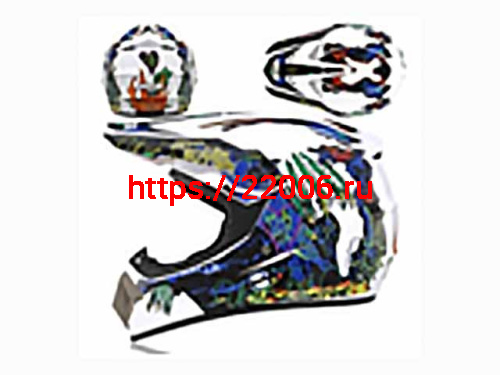 Мотошлем VIRTUE MD-905 Кросс белый с синим граффити (S)